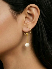 Swinging Double Mammoth Ivory Beads Earrings