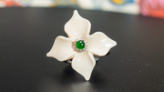 Lucky Flower Mammoth Ivory Green Jadeite Ring