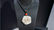 Rose Mammoth Ivory Red Jadeite Top Bead Necklace