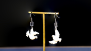 "Spreading Wings" Peace Dove Square Dangling Hook Earrings