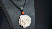 Rose Mammoth Ivory Red Jadeite Top Bead Necklace