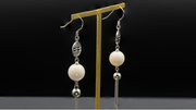 Mastery Crafted Mammoth Ivory Three-layered Beads Lantern Earrings