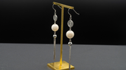 Mastery Crafted Mammoth Ivory Three-layered Beads Lantern Earrings