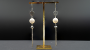 Mastery Crafted Mammoth Ivory Three-layered Beads Lantern Earrings