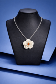 玫瑰古象牙紅翡翠花蕊項鏈