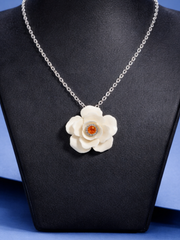 玫瑰古象牙紅翡翠花蕊項鏈