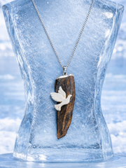 和平鴿古象牙沉香木吊墜項鏈