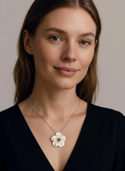 玫瑰古象牙紅翡翠花蕊項鏈