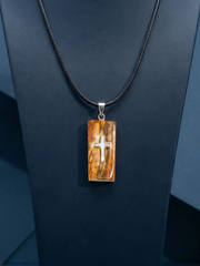 "Light of Life" Mammoth Ivory Cross Groove Translucent Necklace