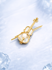 古象牙珠貝殼小提琴胸針