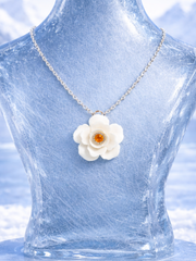 玫瑰古象牙紅翡翠花蕊項鏈