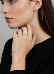 Lucky Flower Mammoth Ivory Green Jadeite Ring